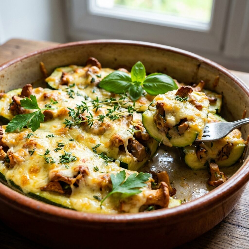 Courgettes farcies aux girolles