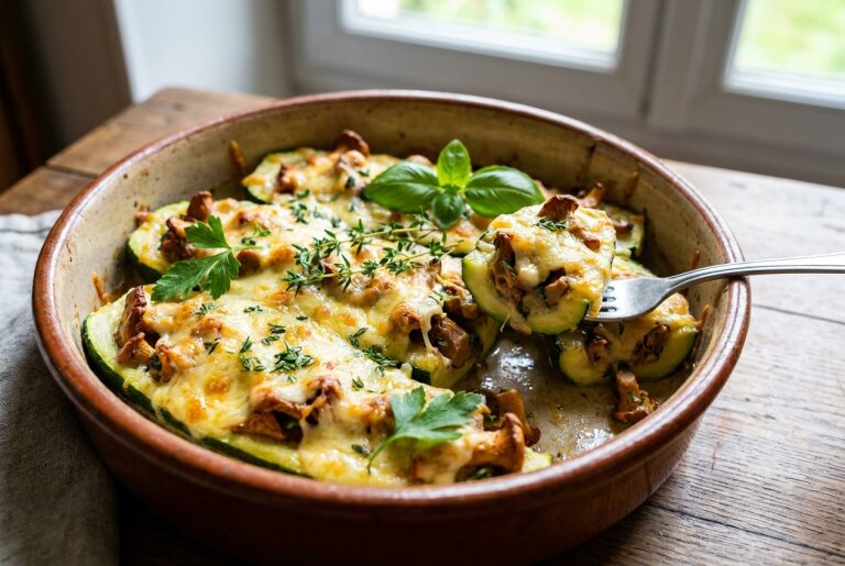 Courgettes farcies aux girolles