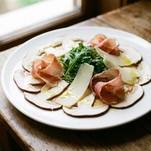 Carpaccio de cepes au jambon de montagne