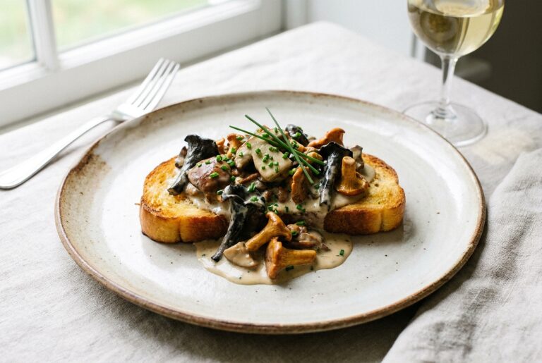 Champignons sauvages sur toast brioché