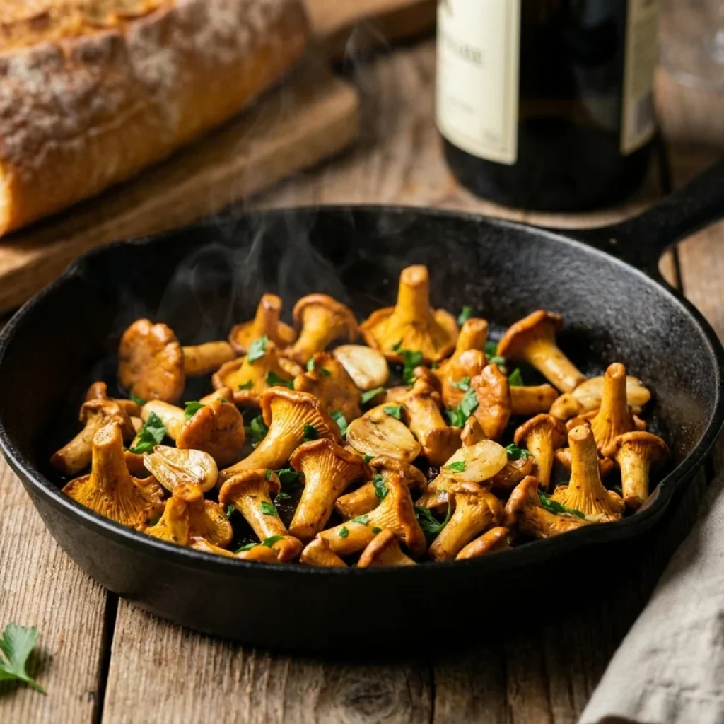 Girolles sautées à la poêle avec persil et ail