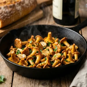 Girolles sautées à la poêle avec persil et ail