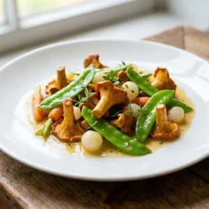 Ragoût de girolles aux pois gourmands
