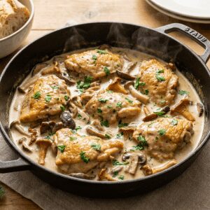 Poulet aux champignons a la creme